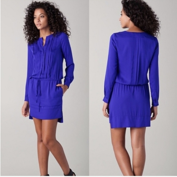 Diane Von Furstenberg Dresses & Skirts - Diane Von Furstenberg royal blue long sleeve silk lycra midi dress 8 FRANCESCA